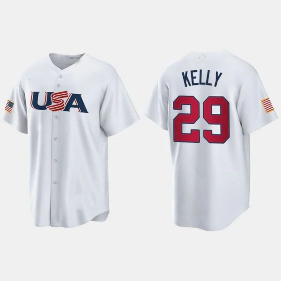 #29 MERRILL KELLY Arizona Diamondbacks 2023 WORLD BASEBALL CLASSIC USA REPLICA JERSEY ¨C WHITE Stitches Player Baseball Jerseys