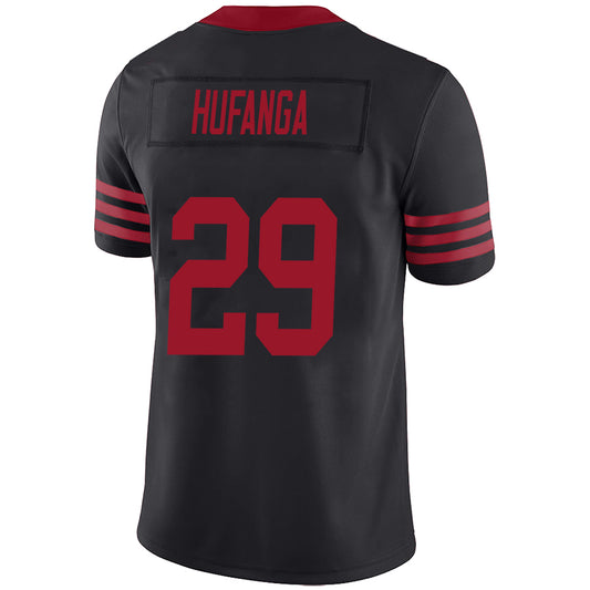 SF.49ers #29 Talanoa Hufanga Black Stitched Player Game Football Jerseys