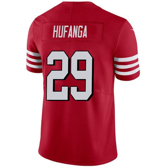 SF.49ers #29 Talanoa Hufanga Red Stitched Player Vapor Elite Football Jerseys