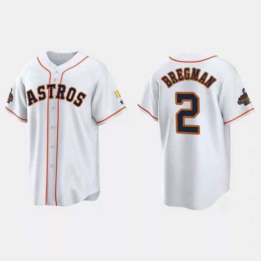 #2 Alex Bregman Houston Astros 2023 Gold Program Jersey ¨C White Stitches Baseball Jerseys