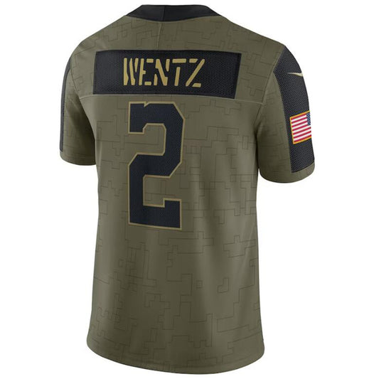 I.Colts #2 Carson Wentz Olive 2021 Salute To Service Limited Player Football Jerseys