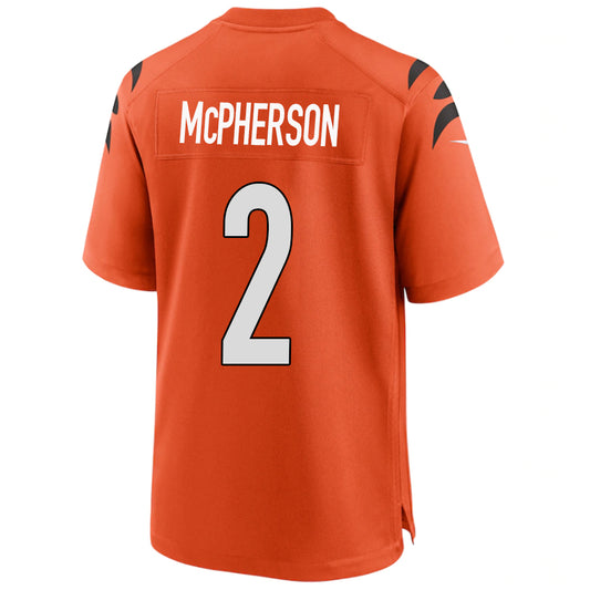 C.Bengals #2 Evan McPherson Orange Stitched Player Vapor Game Football Jerseys