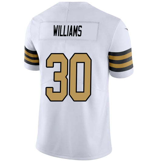 NO.Saints #30 Jamaal Williams White Stitched Player Vapor Game Football Jerseys