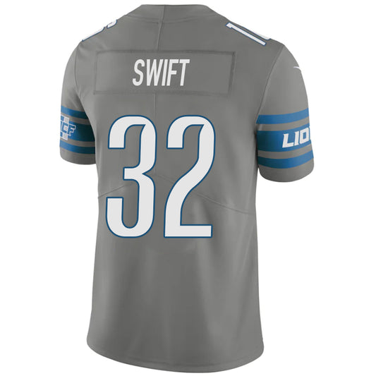 D.Lions #32 D'Andre Swift Gray Stitched Player Vapor Game Football Jerseys