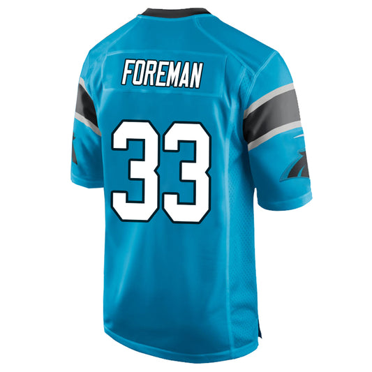 C.Panthers #33 D'Onta Foreman Blue Stitched Player Game Football Jerseys