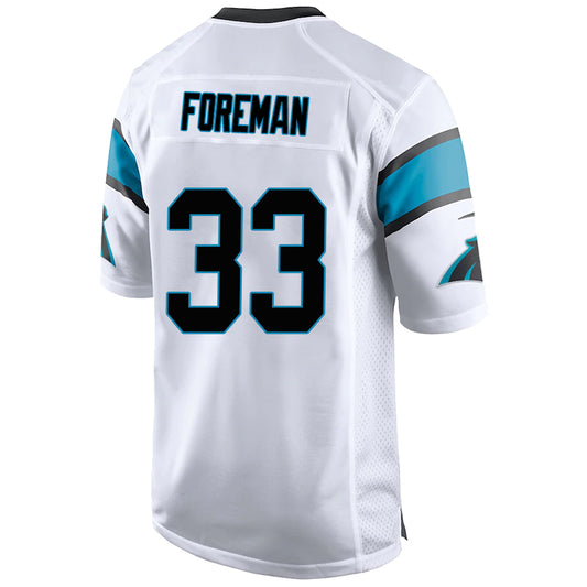 C.Panthers #33 D'Onta Foreman White Stitched Player Game Football Jerseys