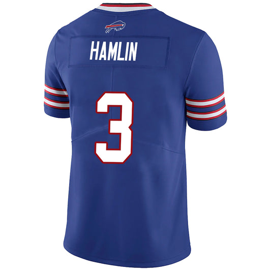 B.Bills #3 Damar Hamlin Royal Stitched Player Game Football Jerseys