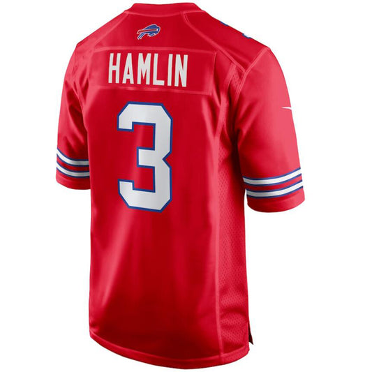 B.Bills #3 Damar Hamlin Red Stitched Player Vapor Game Football Jerseys