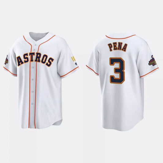 #3 Jeremy Pena Houston Astros 2023 Gold Program Jersey ¨C White Stitches Player Baseball Jerseys