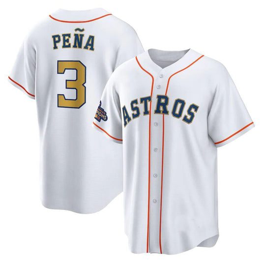 #3 Jeremy Pena Houston Astros 2023 gold collection replica-player Jerseys White Stitches Baseball Jerseys