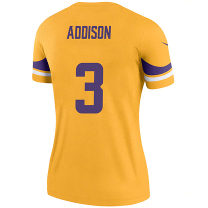 M.Vikings #3 Jordan Addison Gold Stitched Player Game Football Jerseys
