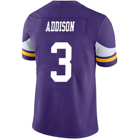 M.Vikings #3 Jordan Addison Purple Stitched Player Game Football Jerseys