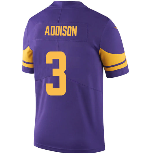 M.Vikings #3 Jordan Addison Purple Stitched Player Vapor Game Football Jerseys