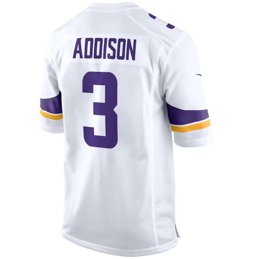 M.Vikings #3 Jordan Addison White Stitched Player Away Game Football Jerseys