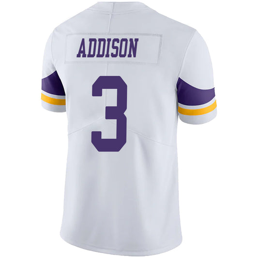 M.Vikings #3 Jordan Addison White Stitched Player Game Football Jerseys