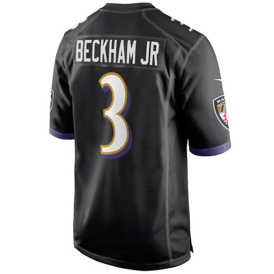 B.Ravens #3 Odell Beckham Jr Black Stitched Player Game Football Jerseys