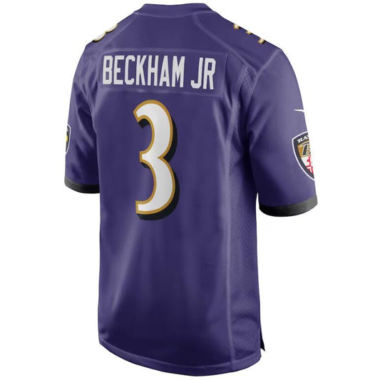 B.Ravens #3 Odell Beckham Jr Purple Stitched Player Game Football Jerseys