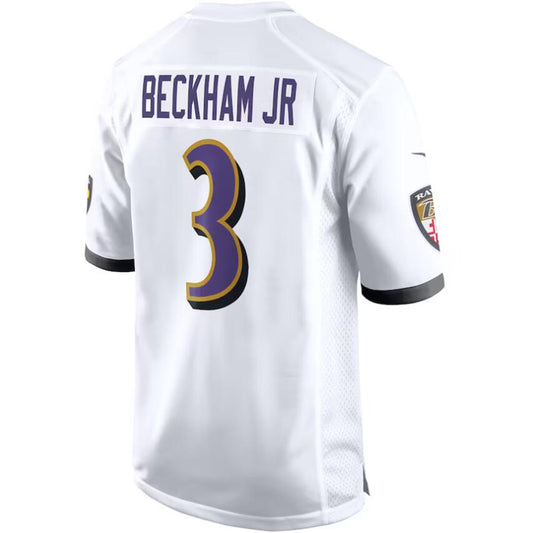 B.Ravens #3 Odell Beckham Jr White Stitched Player Game Football Jerseys