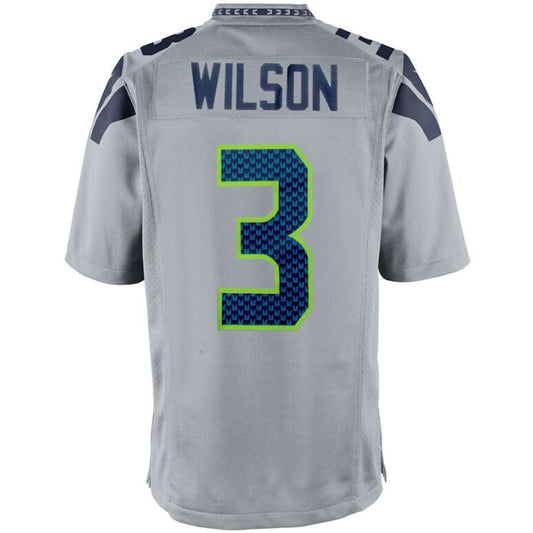 S.Seahawks #3 Russell Wilson Gray Stitched Player Game Football Jerseys