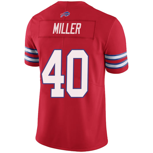 B.Bills #40 Von Miller Red Stitched Player Game Football Jerseys