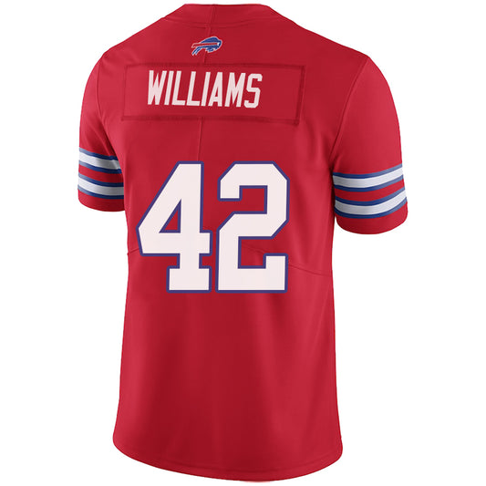 B.Bills #42 Dorian Williams Red Stitched Player Game Football Jerseys