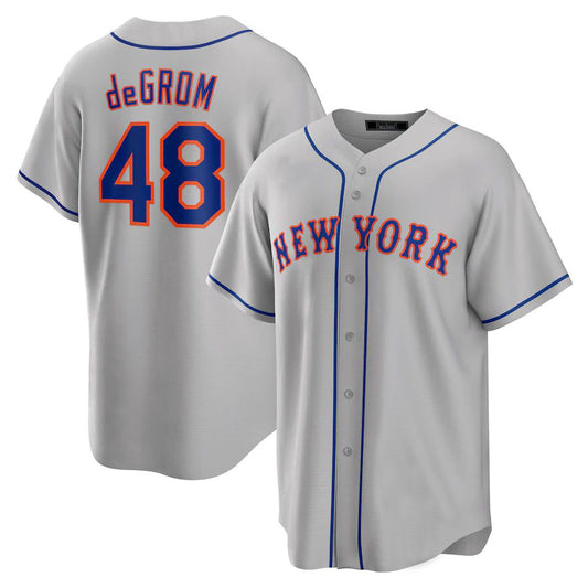 #48 Jacob Degrom Gray New York Mets Road Replica Player Name Player Baseball Jersey