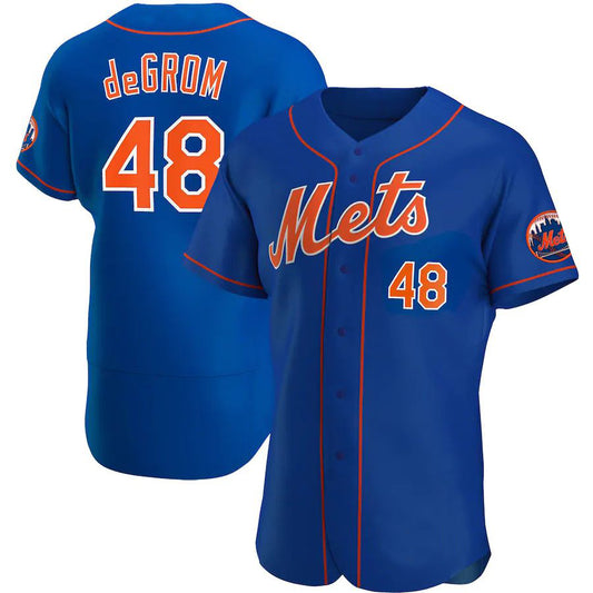 #48 Jacob Degrom Royal New York Mets Road Replica Player Name Player Baseball Jersey