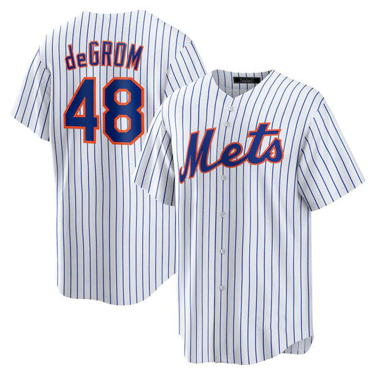 #48 Jacob Degrom White New York Mets Home Replica Player Name Player Baseball Jersey
