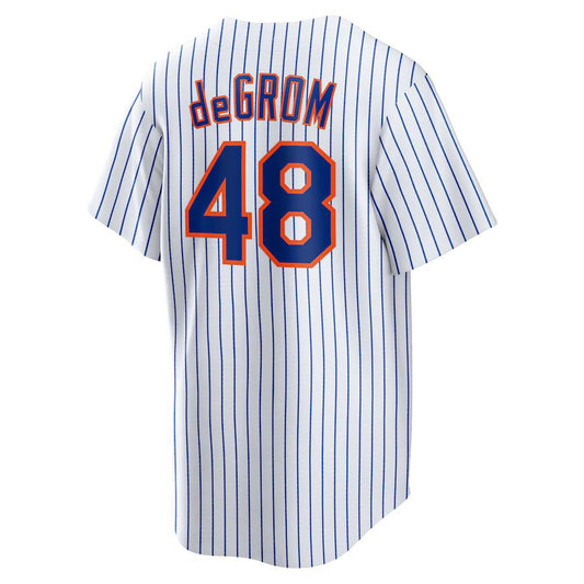 #48 Jacob Degrom White New York Mets Home Replica Player Name Player Jersey