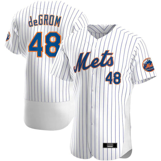 #48 Jacob Degrom White New York Mets Road Replica Player Name Player Baseball Jersey
