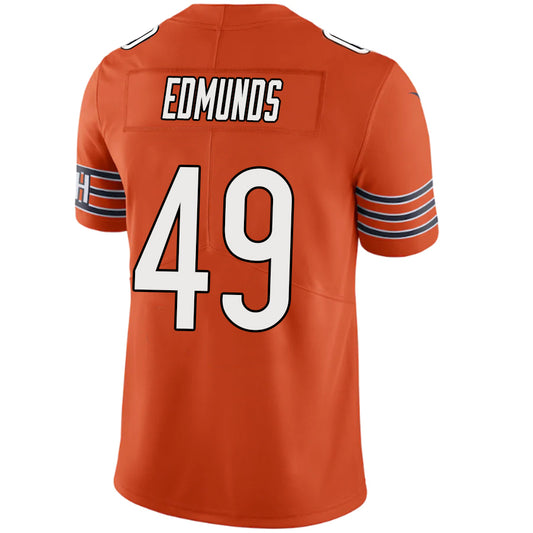 C.Bears #49 Tremaine Edmunds Orange Stitched Player Vapor Game Football Jerseys