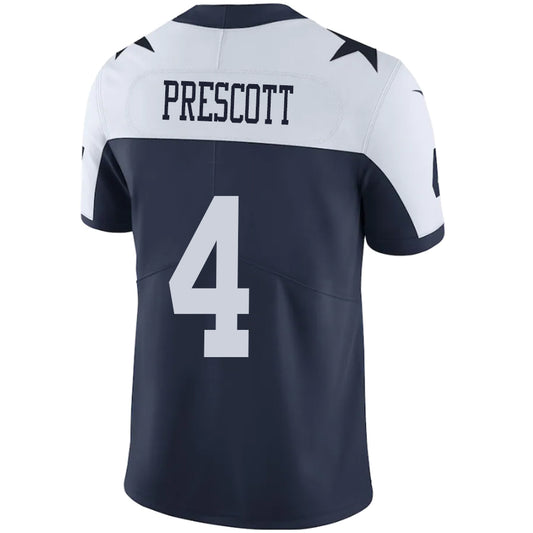 D.Cowboys #4 Dak Prescott White-Navy Stitched Player Game Football Jerseys