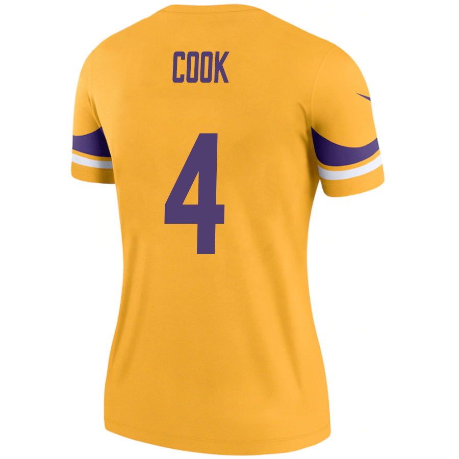M.Vikings #4 Dalvin Cook Gold Stitched Player Game Football Jerseys