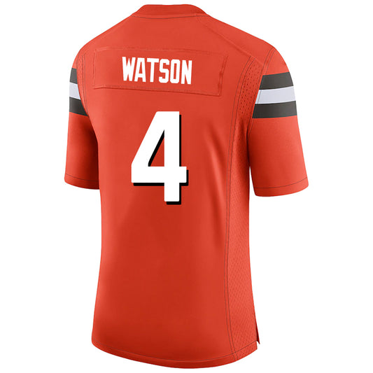 C.Browns #4 Deshaun Watson Orange Stitched Player Game Football Jerseys
