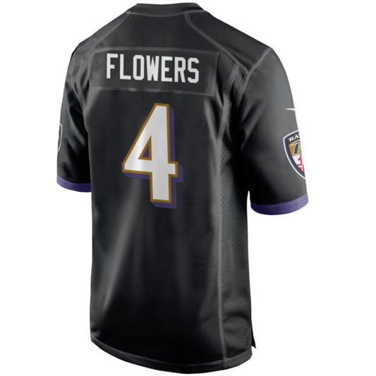 B.Ravens #4 Zay Flowers Black Stitched Player Game Football Jerseys
