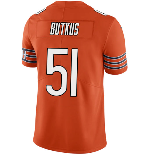 C.Bears #51 Dick Butkus Orange Stitched Player Vapor Game Football Jerseys