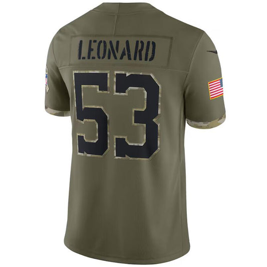 I.Colts #53 Shaquille Leonard Olive 2022 Salute To Service Player Football Jerseys