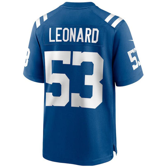 I.Colts #53  Shaquille Leonard Royal Stitched Player Game Football Jerseys