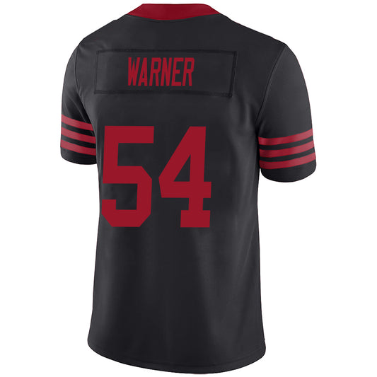 SF.49ers #54 Fred Warner Black Stitched Player Game Football Jerseys