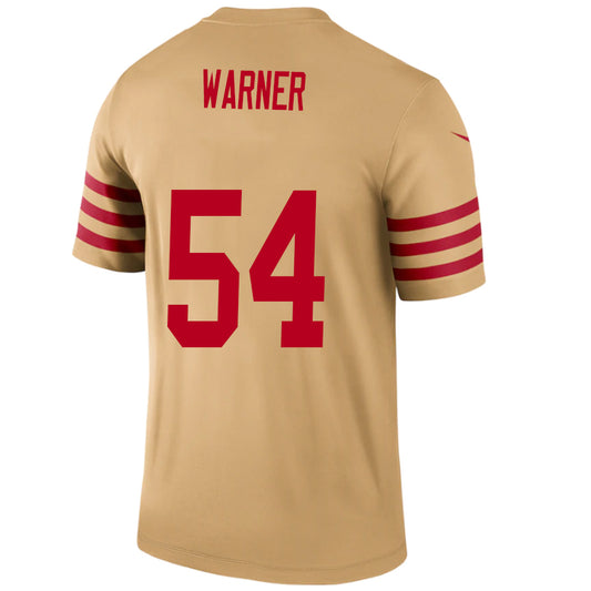 SF.49ers #54 Fred Warner Gold Stitched Player Game Football Jerseys
