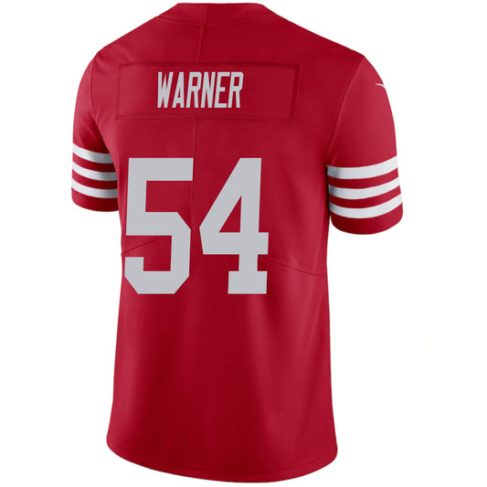 SF.49ers #54 Fred Warner Red Stitched Player Game Football Jerseys
