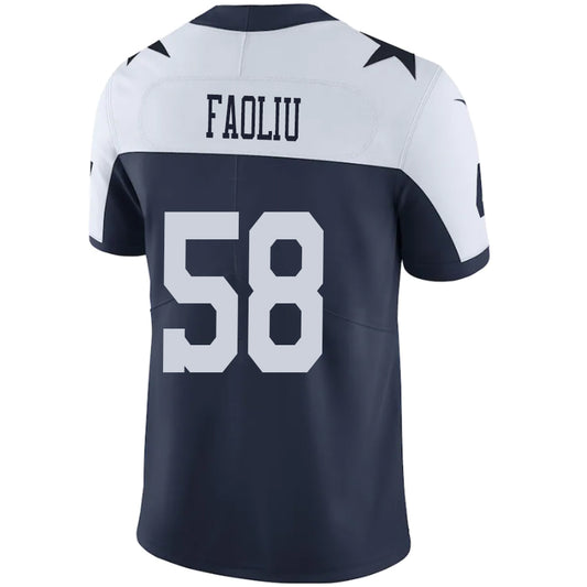 D.Cowboys #58 Austin Faoliu Navy-White Stitched Player Vapor Game Football Jerseys
