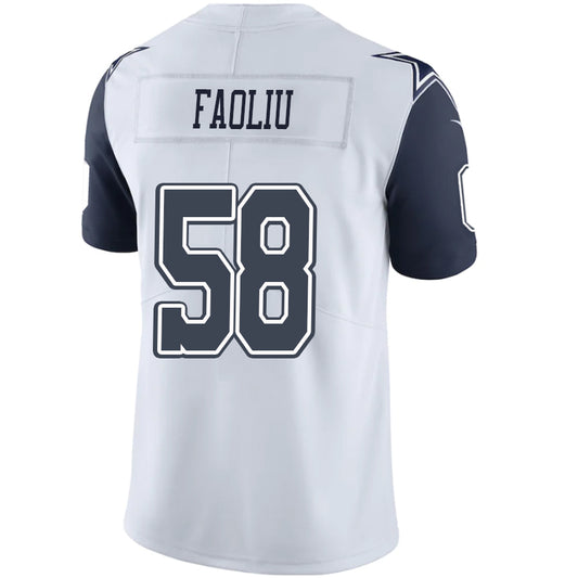 D.Cowboys #58 Austin Faoliu Navy-White Stitched Player Game Football Jerseys