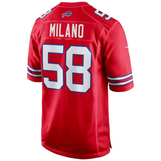 B.Bills #58 Matt Milano Red Stitched Player Game Jersey American Stitched Football Jerseys
