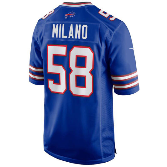 B.Bills #58 Matt Milano Royal Stitched Player Game Jersey American Stitched Football Jerseys