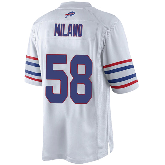 B.Bills #58 Matt Milano White Stitched Player Vapor Game Jersey American Stitched Football Jerseys