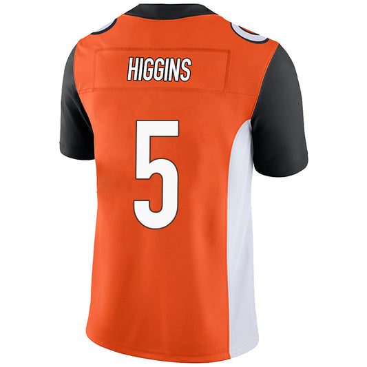 C.Bengals #5 Tee Higgins Orange Stitched Player Game Football Jerseys