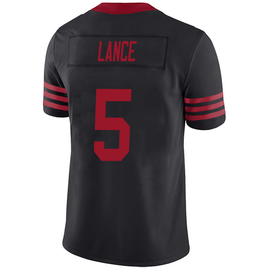 SF.49ers #5 Trey Lance Black Stitched Player Game Football Jerseys