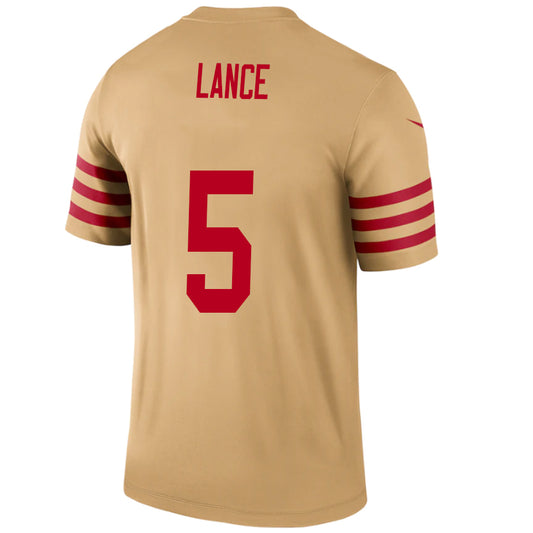 SF.49ers #5 Trey Lance Gold Stitched Player Game Football Jerseys
