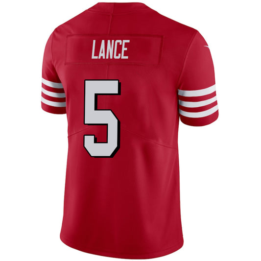 SF.49ers #5 Trey Lance Red Stitched Player Vapor Game Football Jerseys